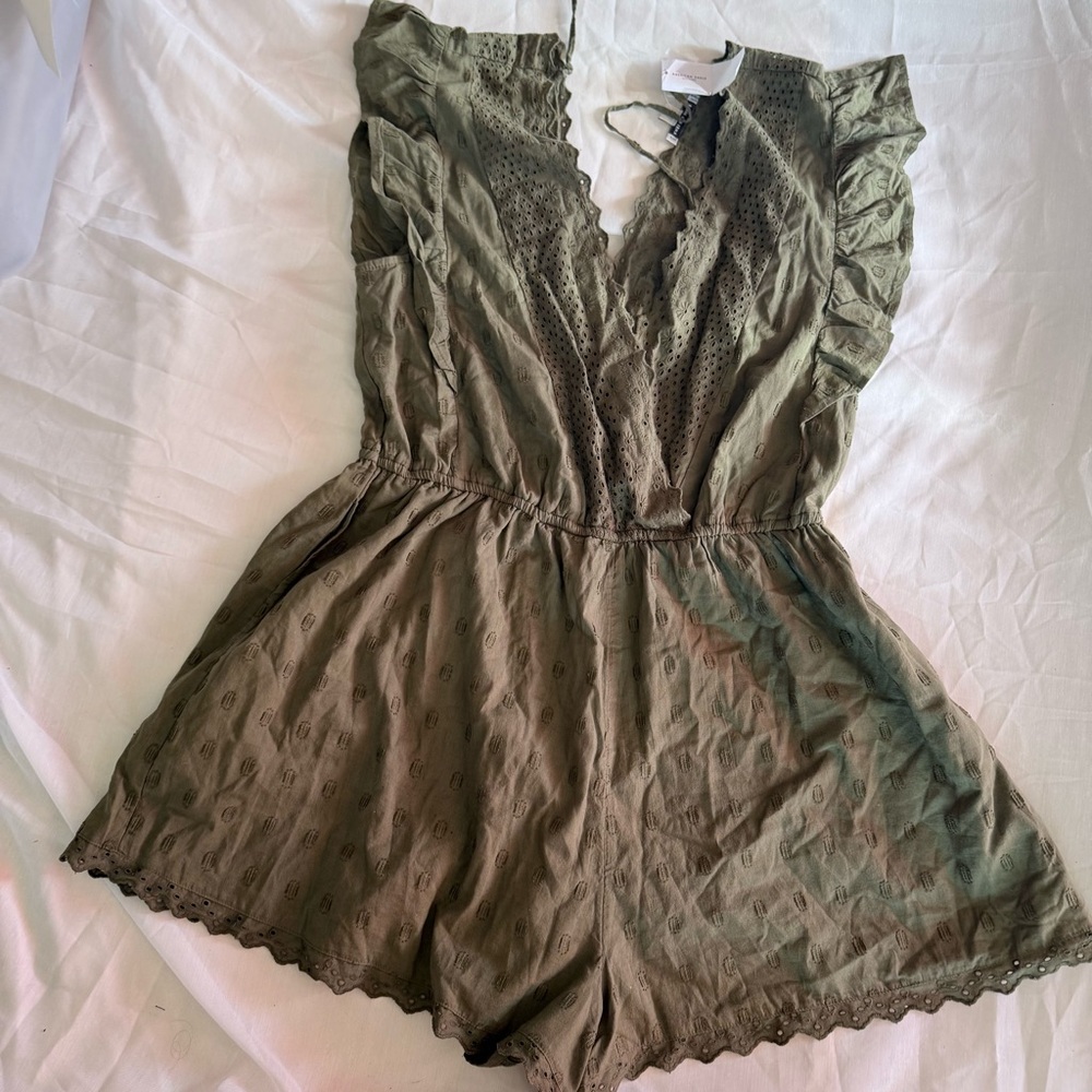 Olive Green Ruffled Romper